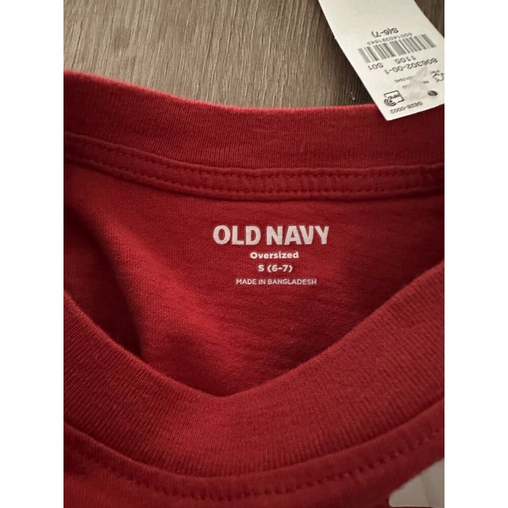 Old navy oversized red long sleeve tshirt size s 6-7 - Picture 3 of 3
